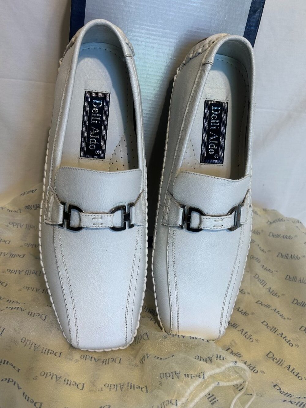 NIB! Delli Aldo ~Men's M2-18006 White Square Toe Slip On Loafers ~ Sz.10